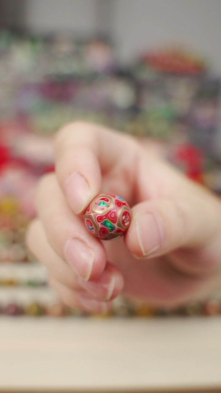 大漆圆珠1.3铜丝圆珠 粉金