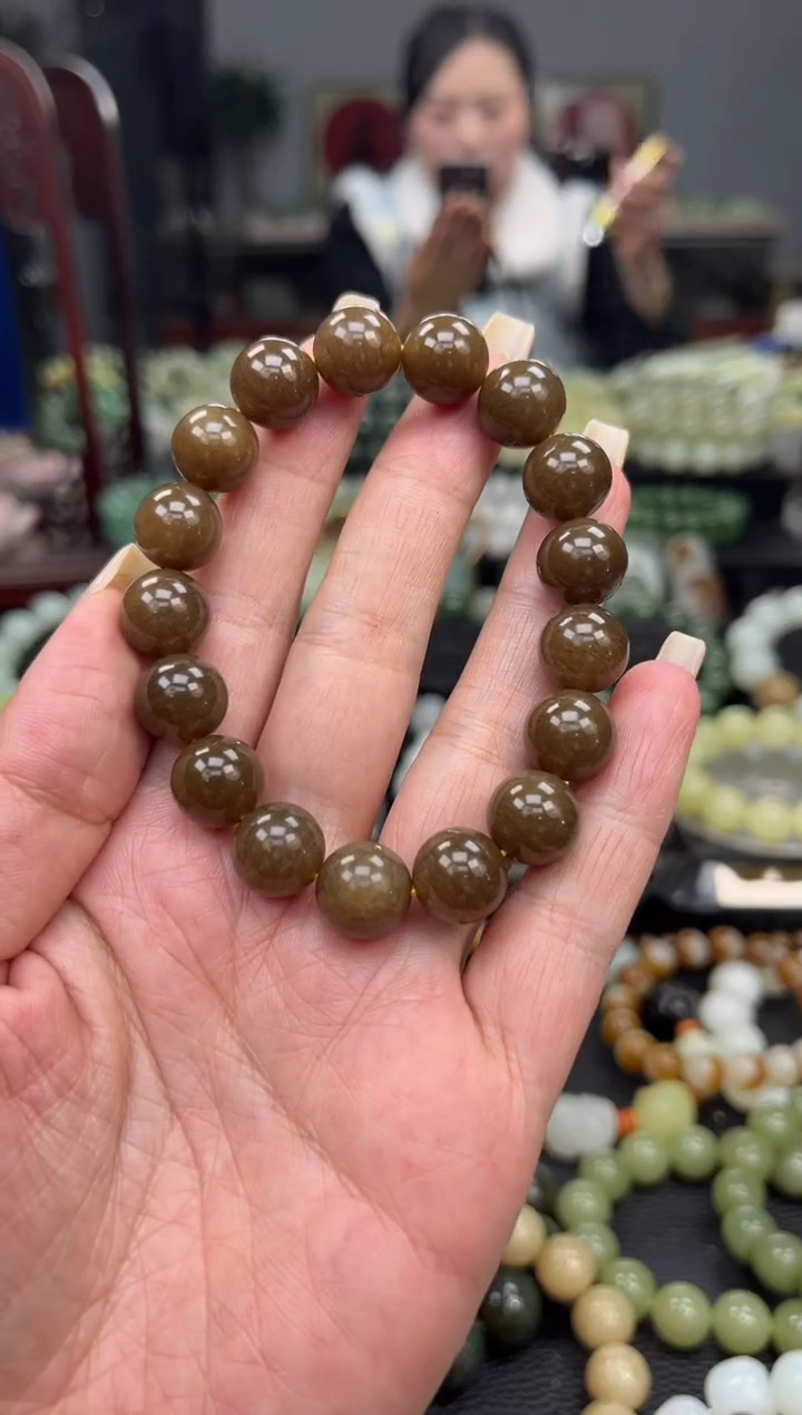 【闪购商品】和田玉手串未镶嵌新疆且末老红糖卡12