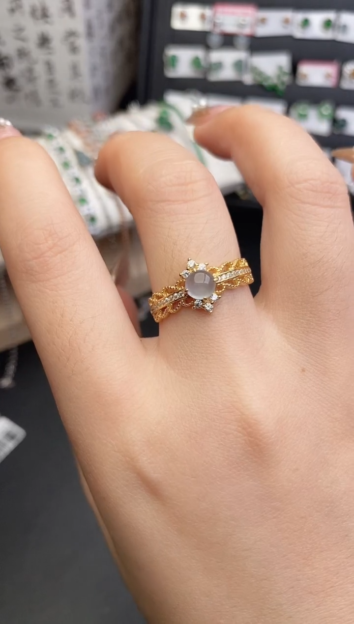 银S925镶嵌戒指翡翠0