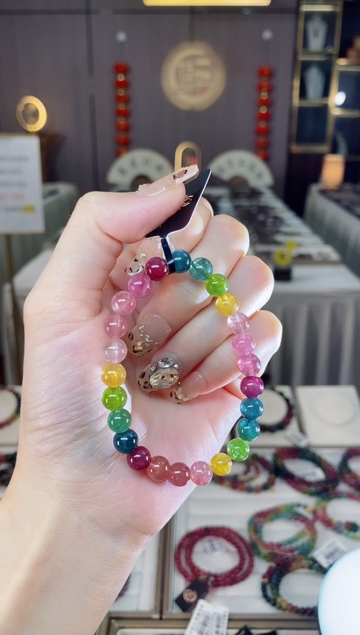 未镶嵌老矿碧玺单圈手串7mm+碧玺dan多样性发货一条