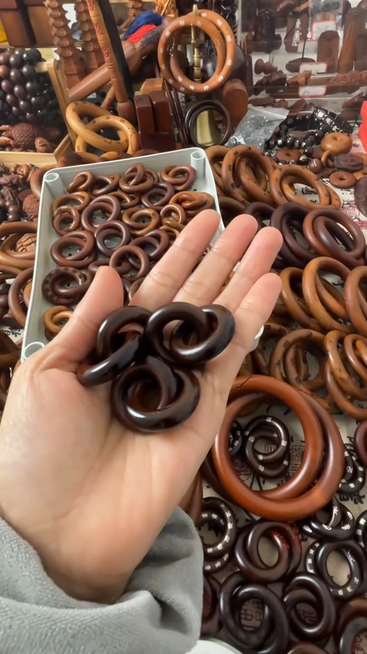 枣木金*乾坤圈枣木玉华1.5圈口3个一物一拍