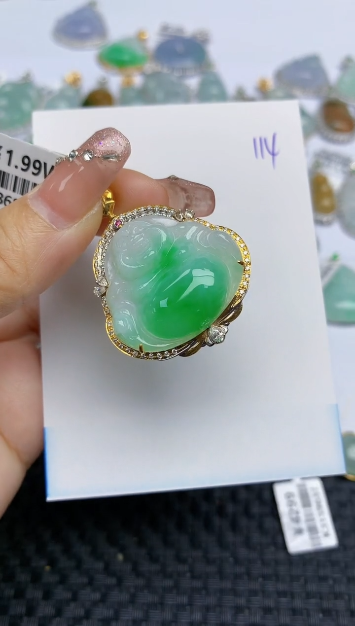 【闪购商品】翡翠颈饰18K金镶嵌天然A货翡翠 114