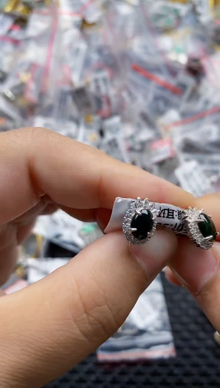 翡翠戒指银S925镶嵌3333---6