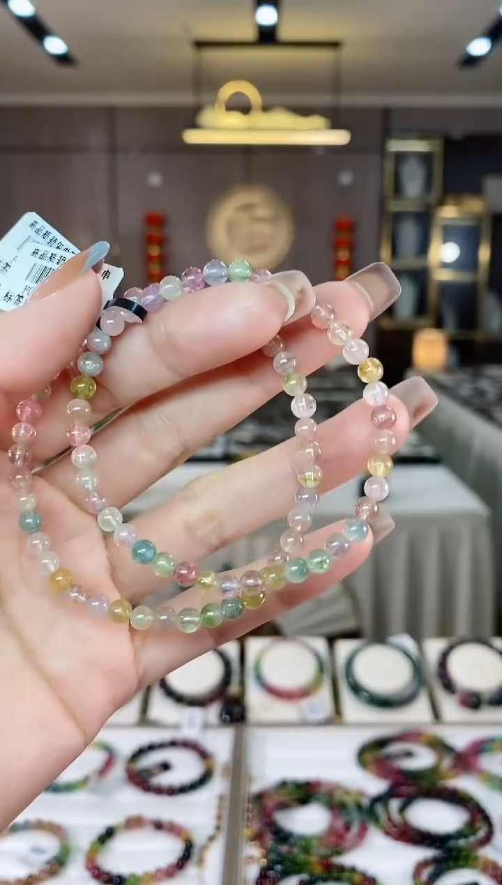 【闪购商品】碧玺单圈手串4mm+未镶嵌一物一证dan多样性发货一条