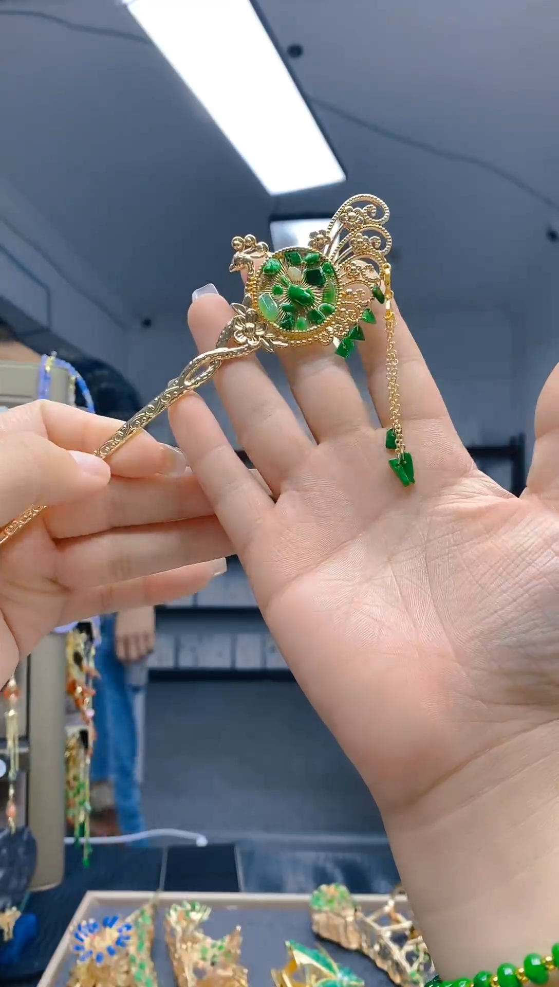 【闪购商品】翡翠耳饰合金373翡翠发簪