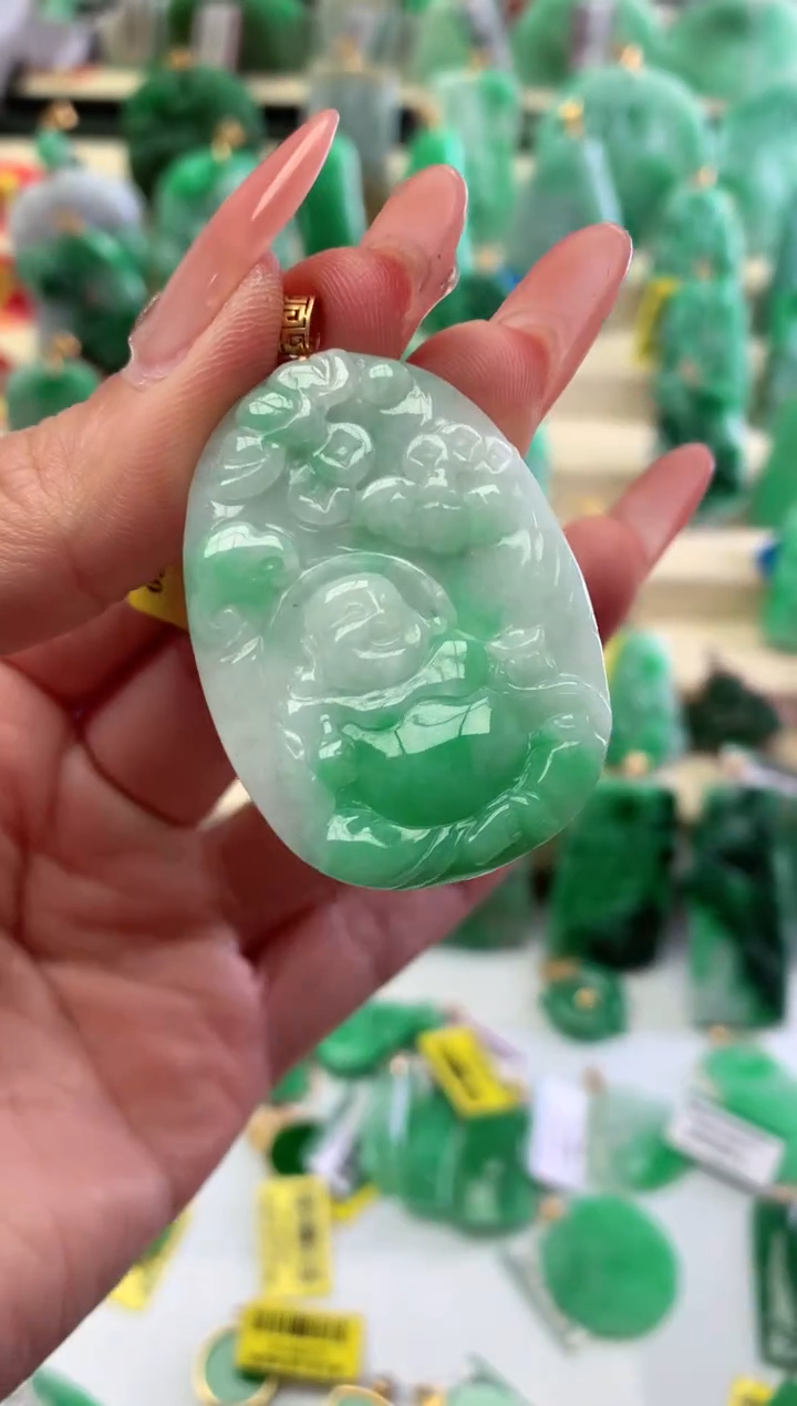 【闪购商品】翡翠吊坠(不含链)18K金镶嵌挂件