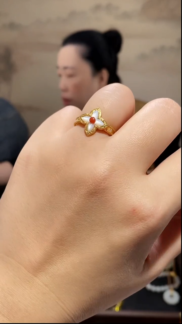 银S925镶嵌戒指玛瑙/玉髓JZ3863