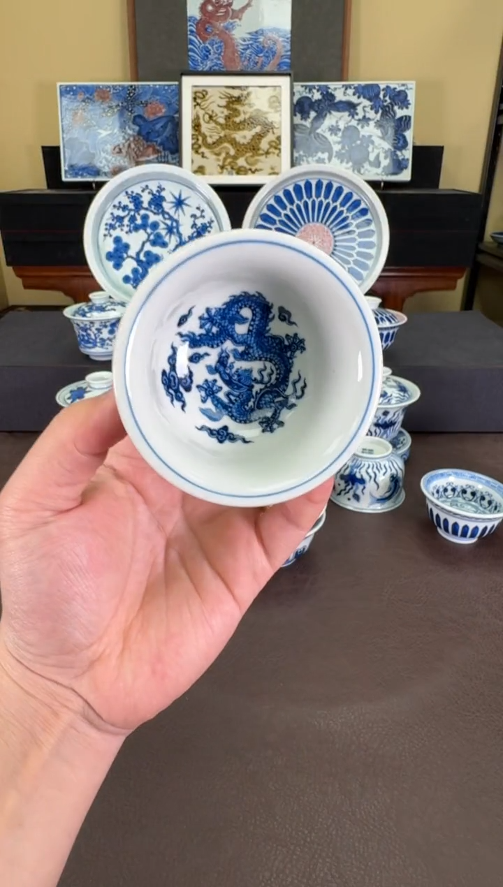 【闪购商品】瓷片羿器窑海水团龙小压手杯