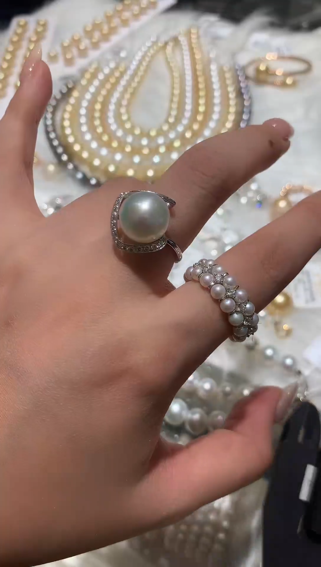 18K金镶嵌戒指海水珍珠A367|7980