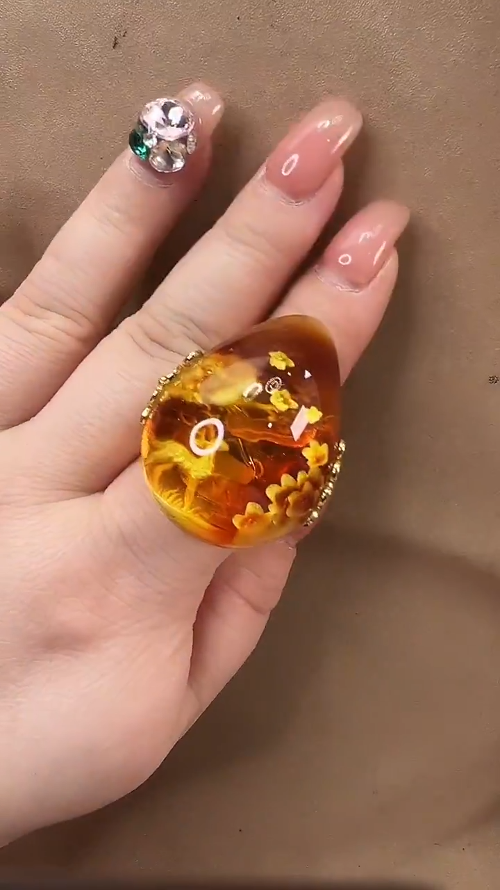 琥珀颈饰未镶嵌戒指