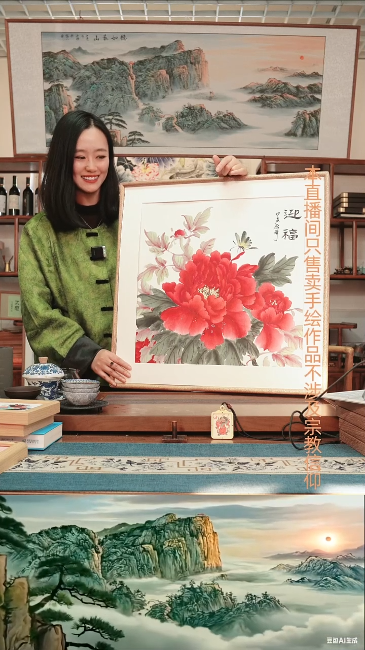 书法琦牡丹~迎福