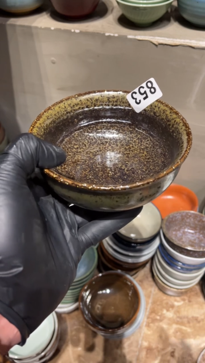 【闪购商品】瓷片853 粗陶窑变灰反边米饭碗1个