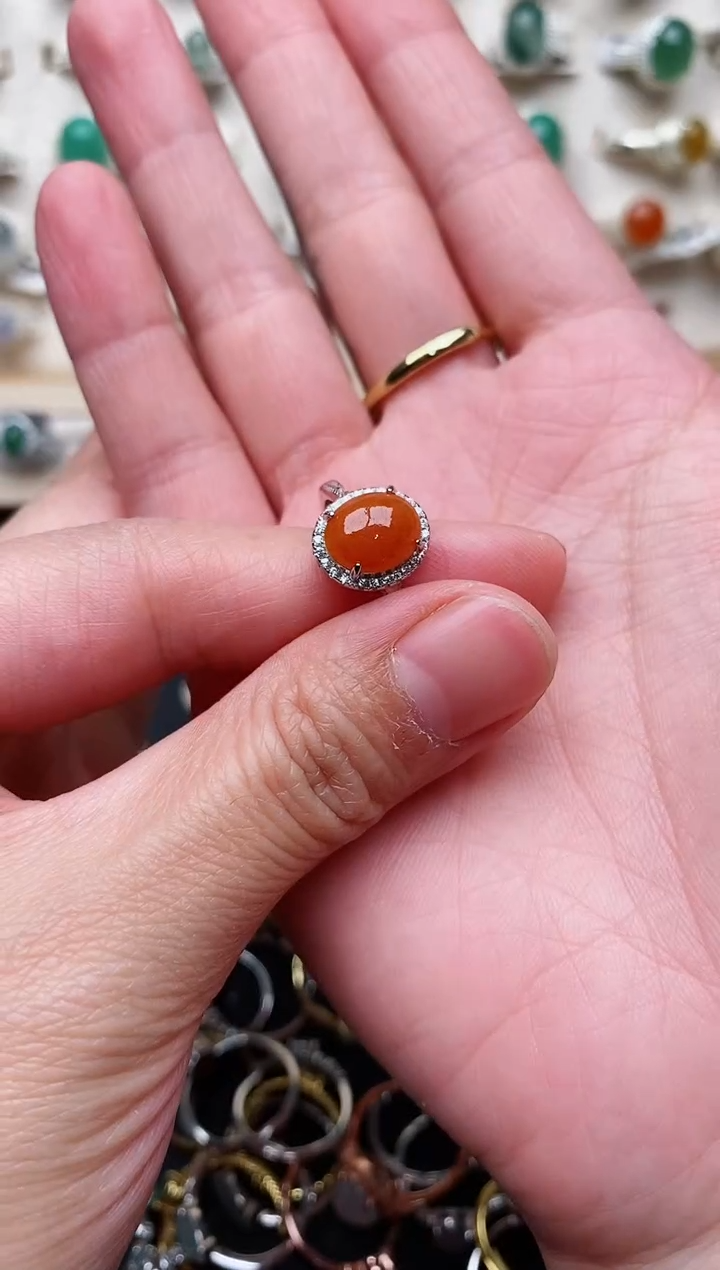 【闪购商品】翡翠戒指银S925镶嵌天然翡翠333  8+