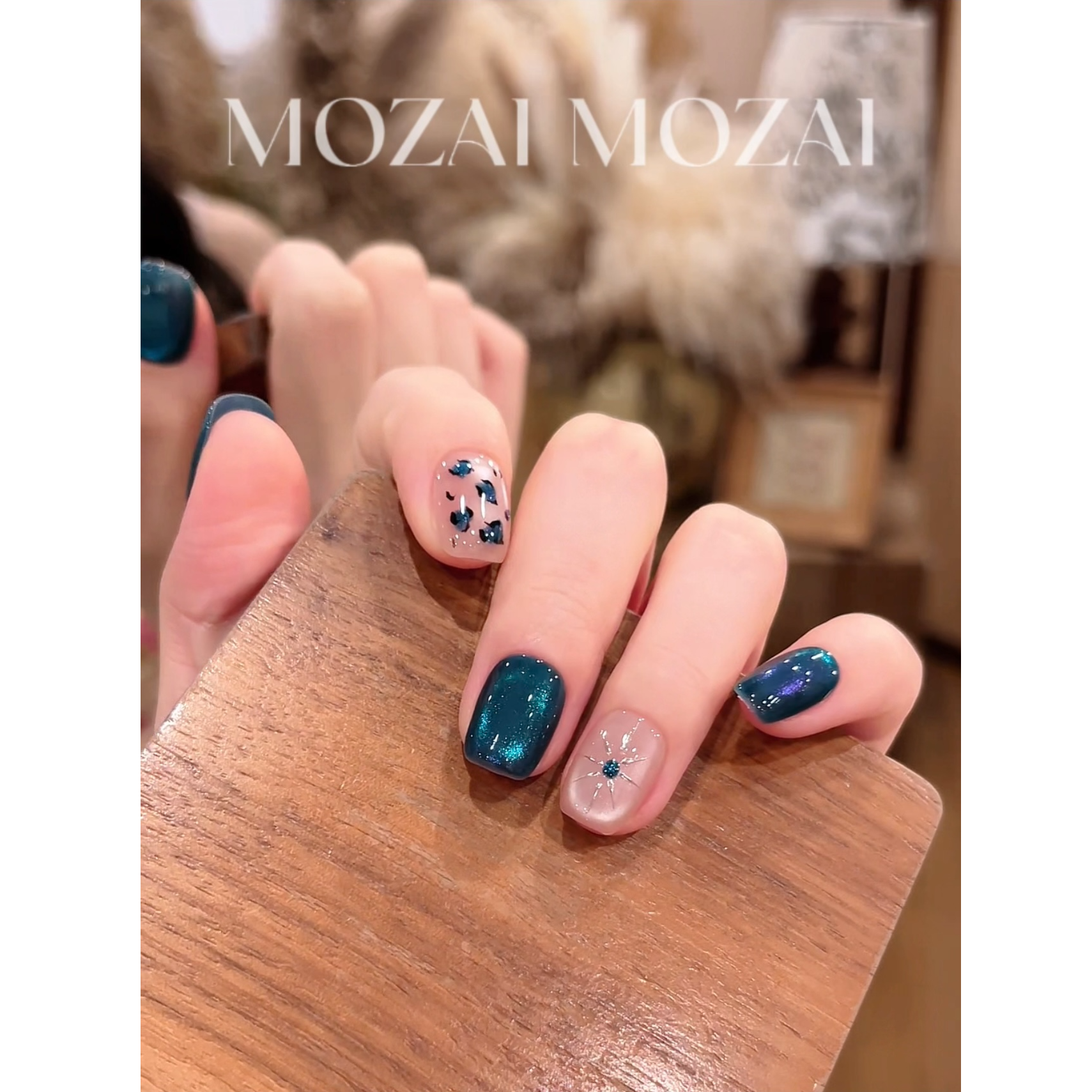 茉哉现货【幽蓝魅影】纯手工定制美甲拆卸穿戴甲A4982