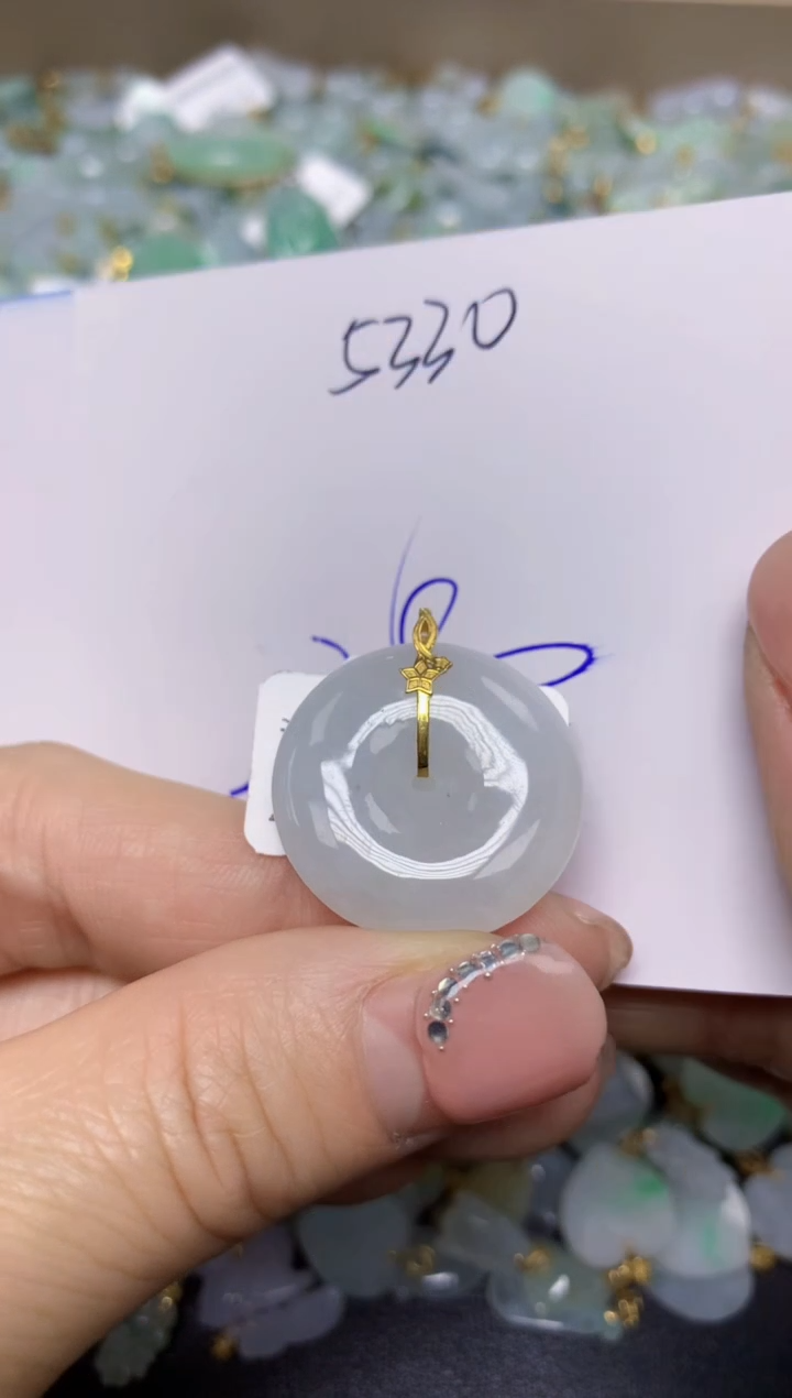 【闪购商品】翡翠挂件18K金镶嵌 天然翡翠A货