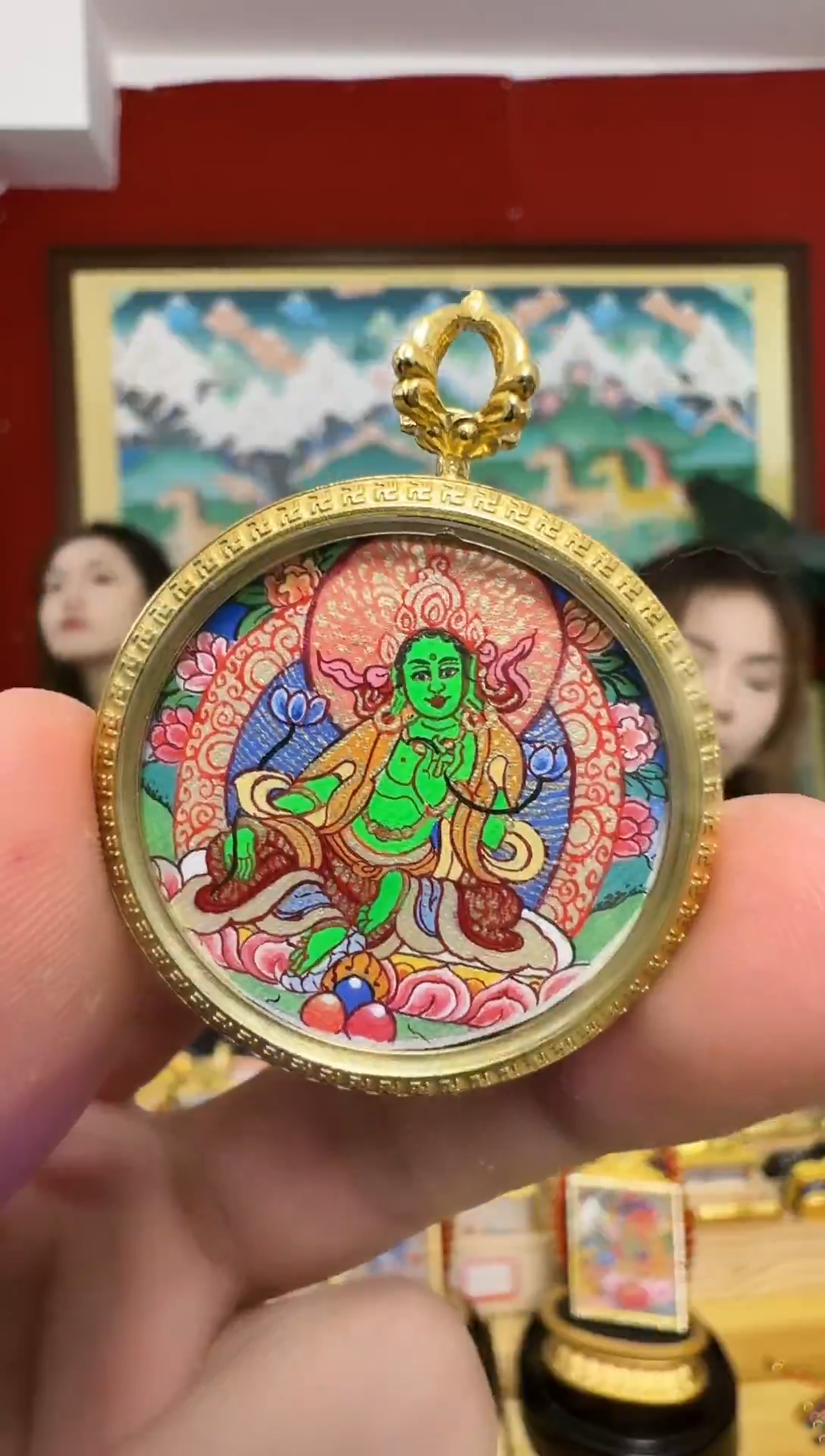 吊坠绿妈妈-热贡纯手绘