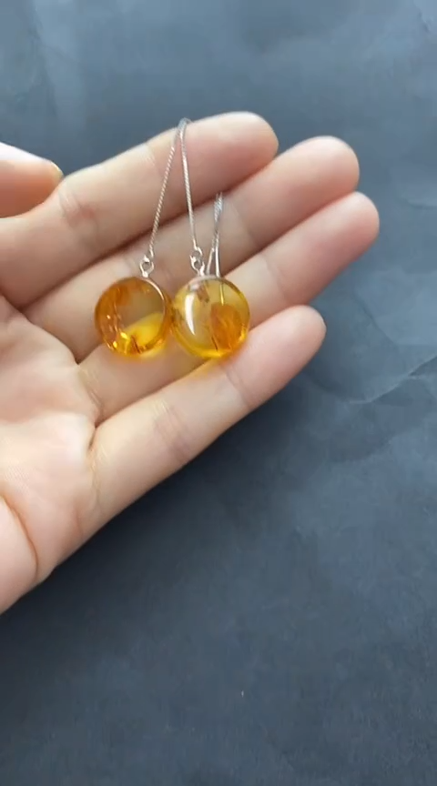 未镶嵌琥珀裸石琥珀耳线