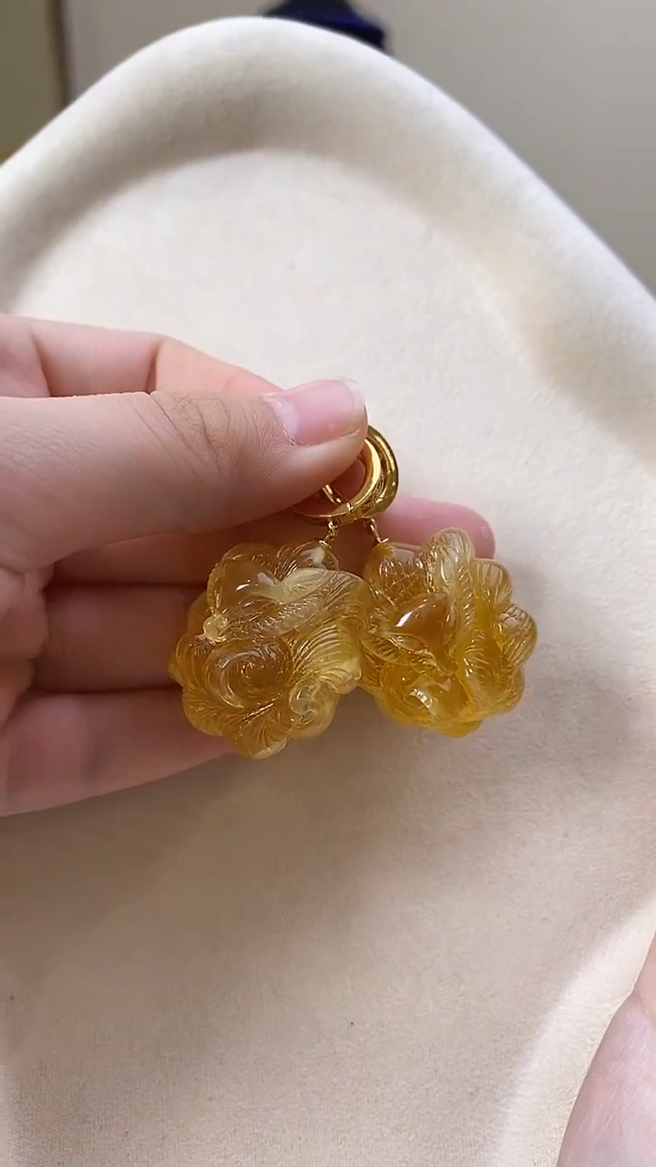 琥珀未镶嵌耳饰耳环