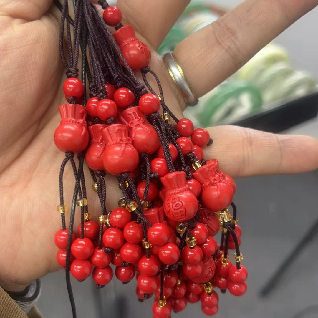 含辰砂工艺品保真朱砂福袋手机挂