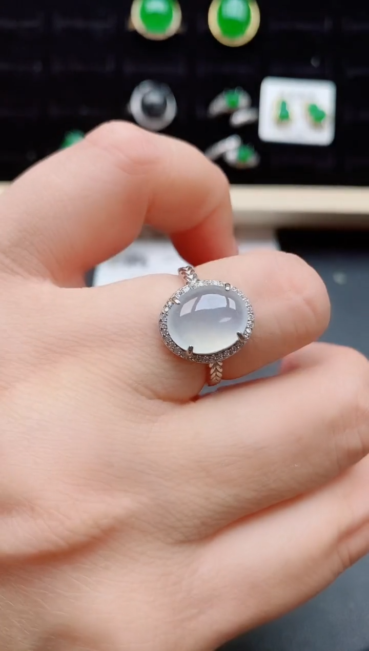 【闪购商品】翡翠戒指银S925镶嵌08550