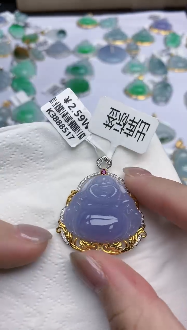 【闪购商品】翡翠颈饰18K金镶嵌天然翡翠A货