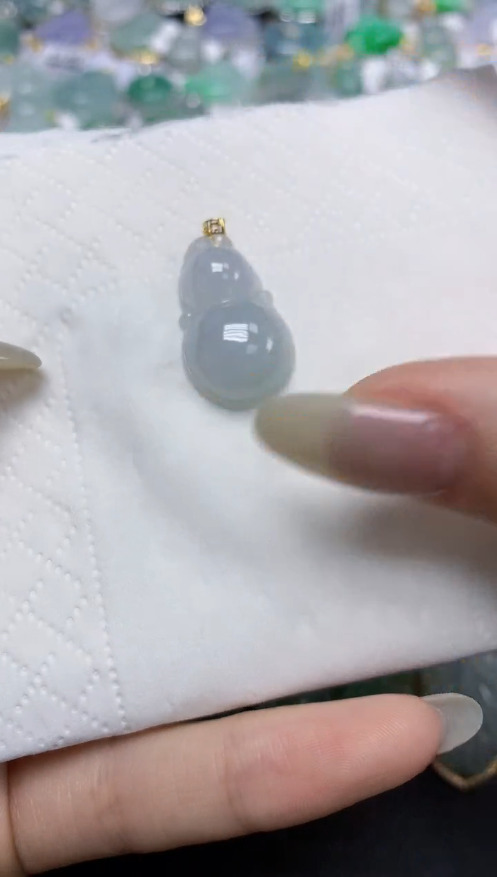 【闪购商品】翡翠18K金镶嵌颈饰天然缅甸翡翠A货