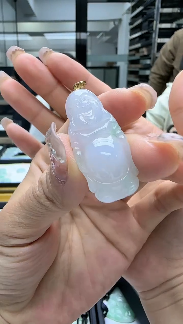 【闪购商品】翡翠颈饰18K金镶嵌站佛pk358