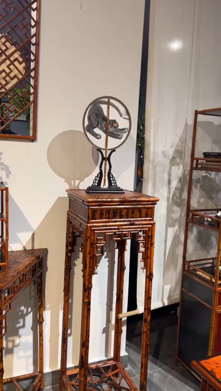 【闪购商品】扇子湘妃竹花几落地