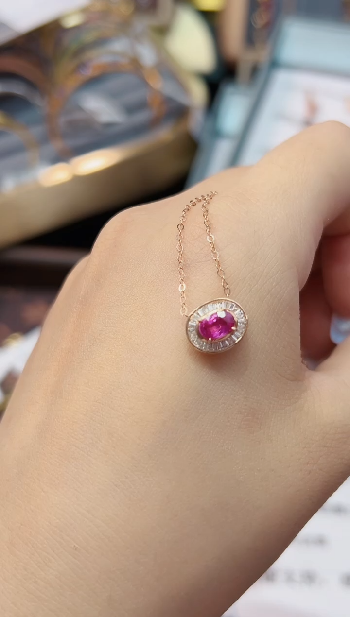 锁骨链18K金镶嵌红宝石·