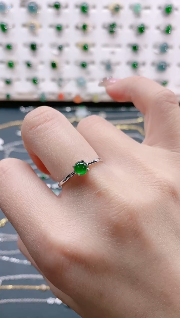 【闪购商品】翡翠戒指银S925镶嵌天然翡翠