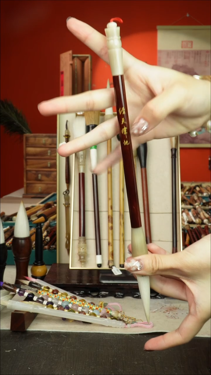 217号闪孤品高货毛笔链接 清水试笔 蘸墨不退