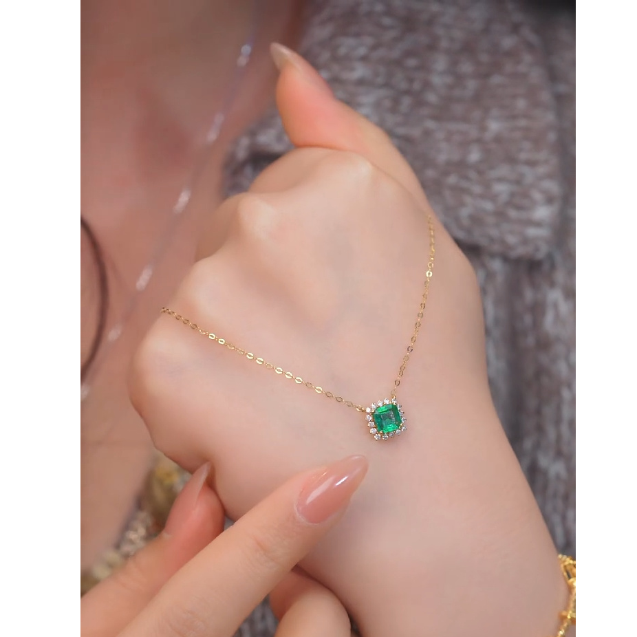 祖母绿项链18K金镶嵌@@U7226