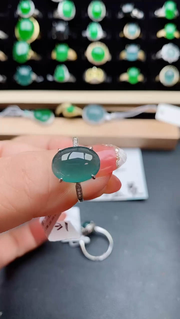 【闪购商品】翡翠戒指银S925镶嵌0800