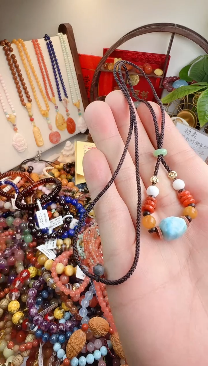 未镶嵌针钠钙石（海纹石）颈饰?****️一物一件）000557