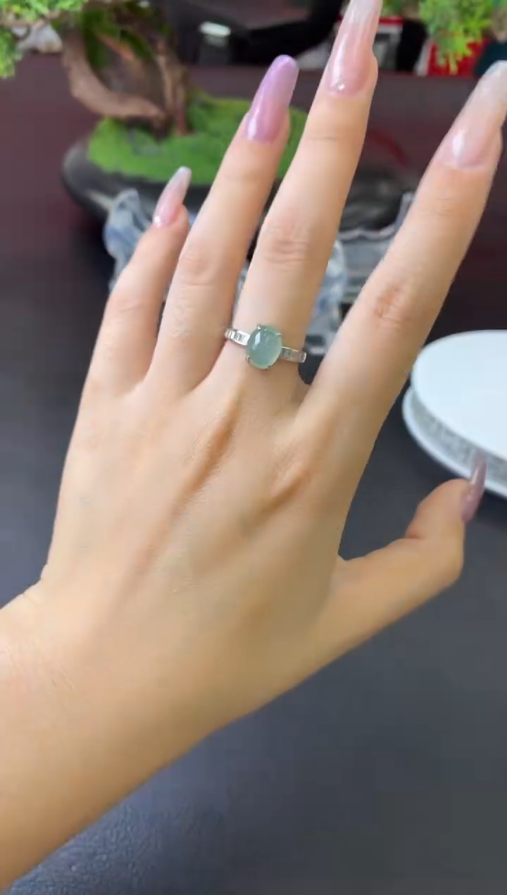 银S925镶嵌戒指翡翠戒指