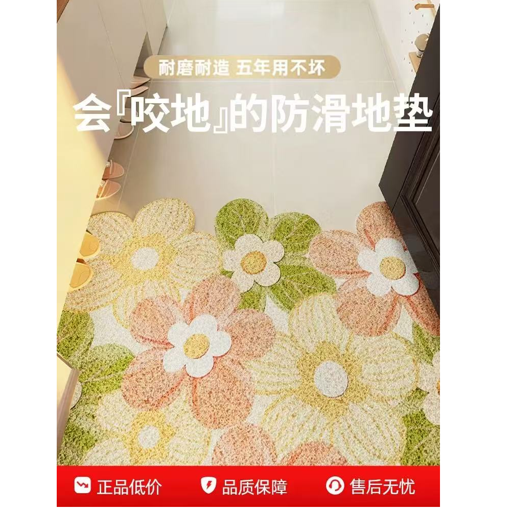 小花 丝圈除尘入户门门口玄关地垫防滑可裁剪耐脏