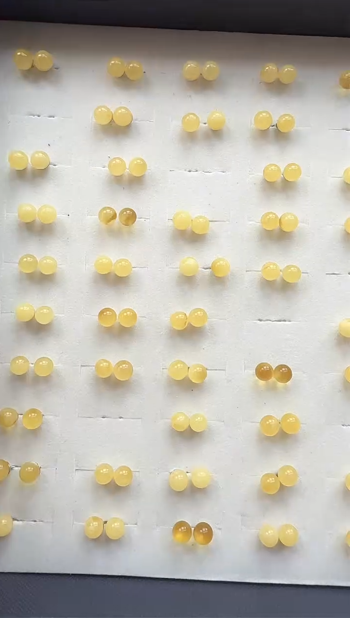 【闪购商品】琥珀裸石银S925镶嵌耳钉   多样性发一