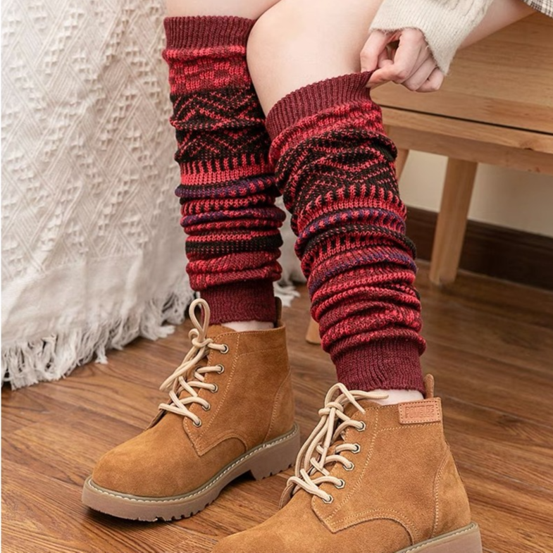 冉玫民族风冬季中筒女堆袜成人短袜日系民族韩版保暖