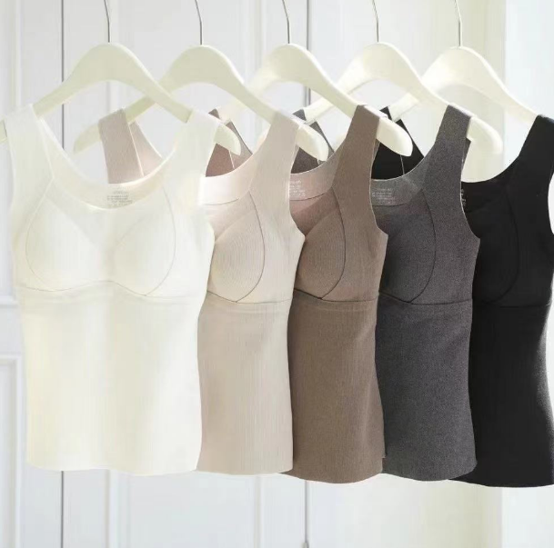 一体固定杯磨毛保暖打底背心