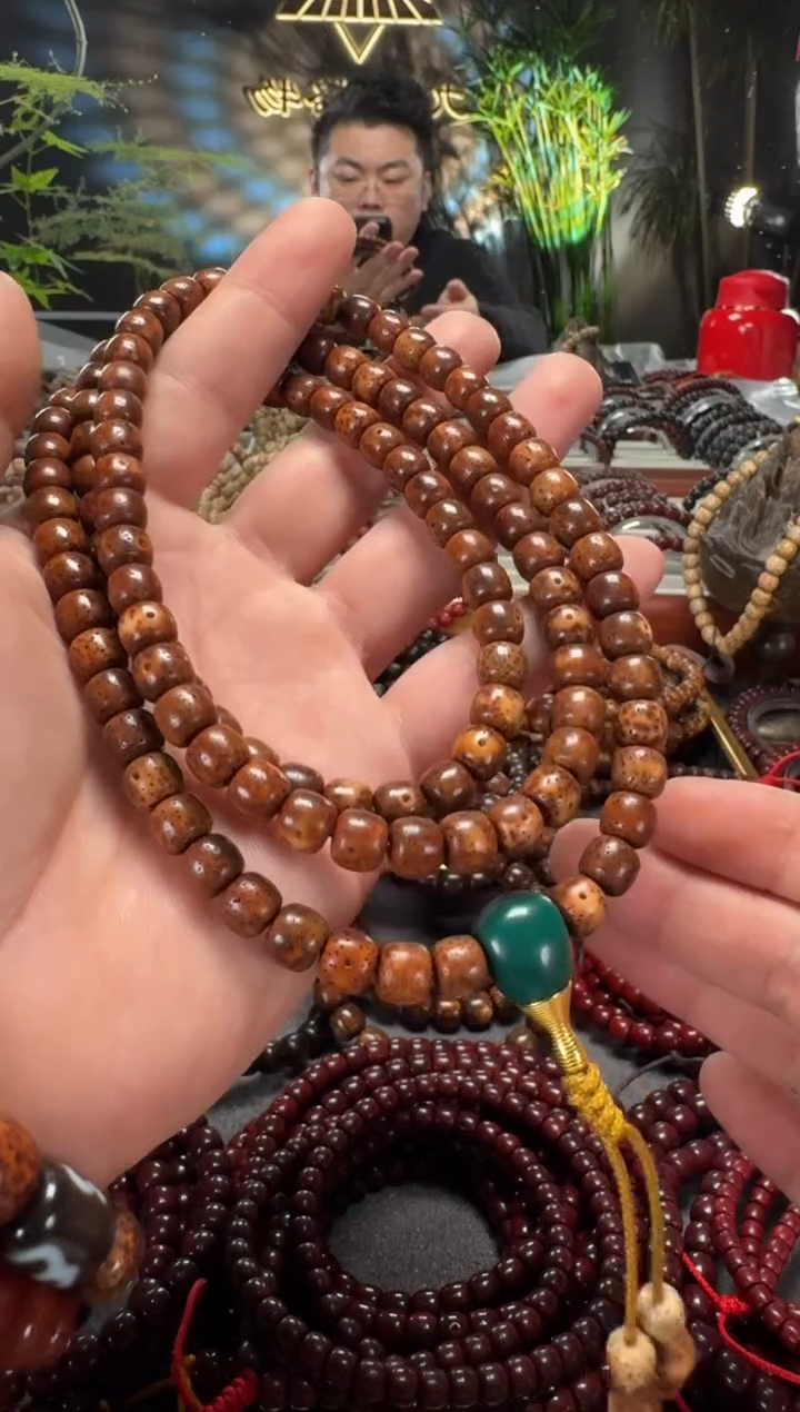 吊坠星月菩提8*9原生态陈籽老油料虎皮玉化陈籽长串