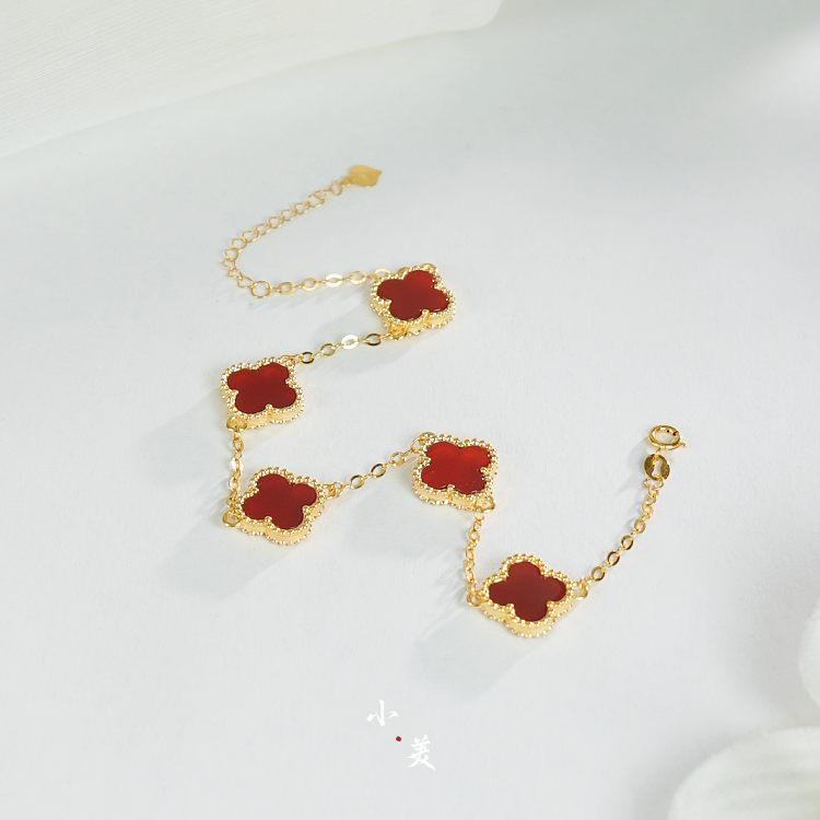 18K金*五花四叶草手链9MM（多样性发）G90125