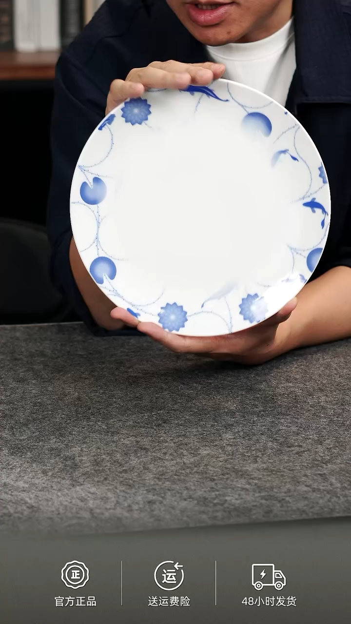 Φ205mm白色亮光渐变纹样骨瓷碗（无包装）