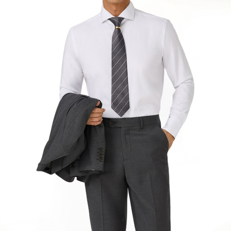 摩刺百搭英伦风绅士商务休闲温莎领长袖纯色衬衫男士职业