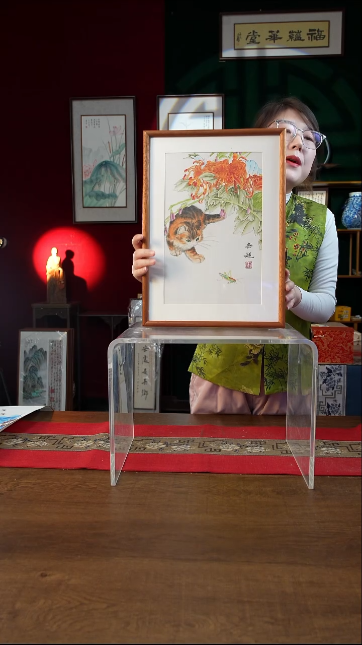 书法30*42画框猫 工笔 郭*