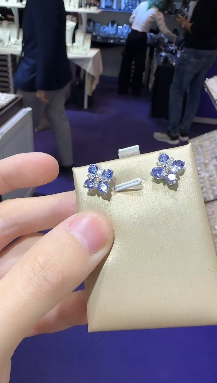 【闪购商品】坦桑石耳饰银S925镶嵌11mm耳钉