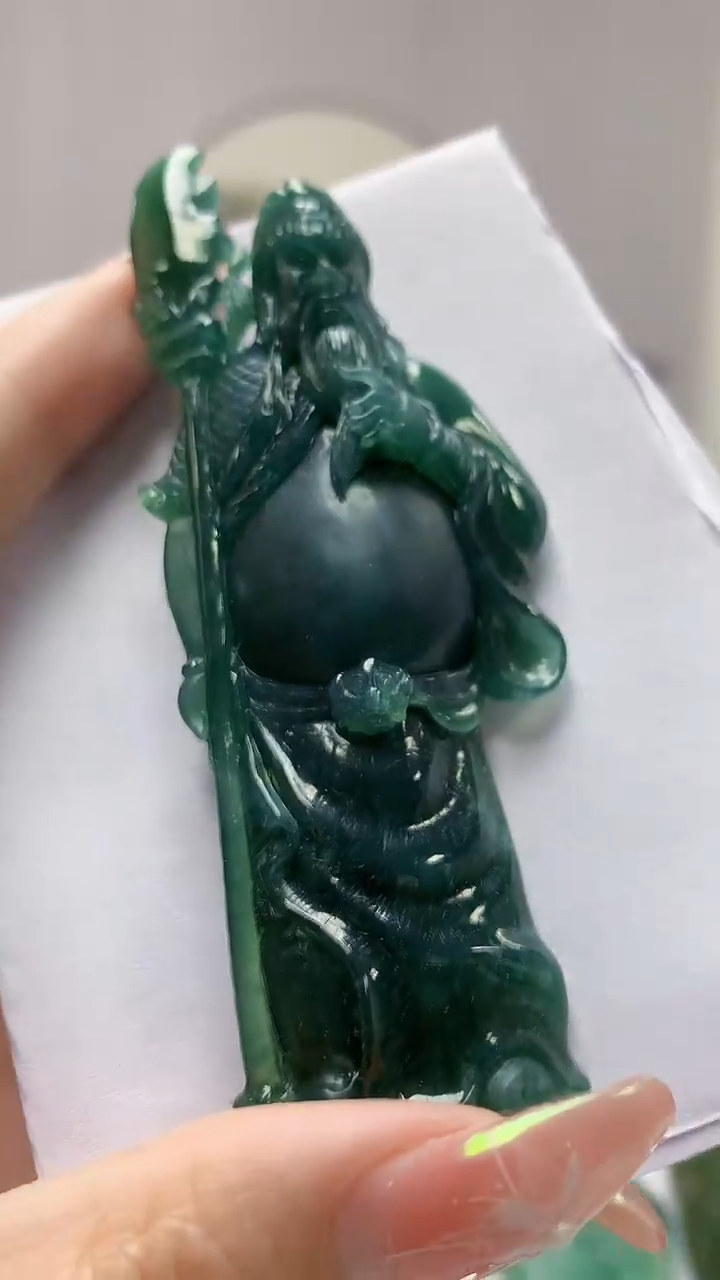【闪购商品】定制翡翠未镶嵌4917DD-毛货挂件赠底座124