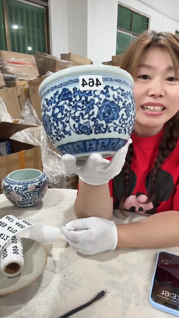搪瓷昵*464青花缠枝莲小缸建水