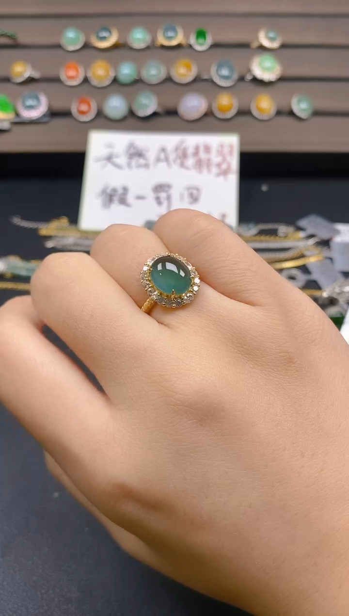 翡翠戒指银S925镶嵌20