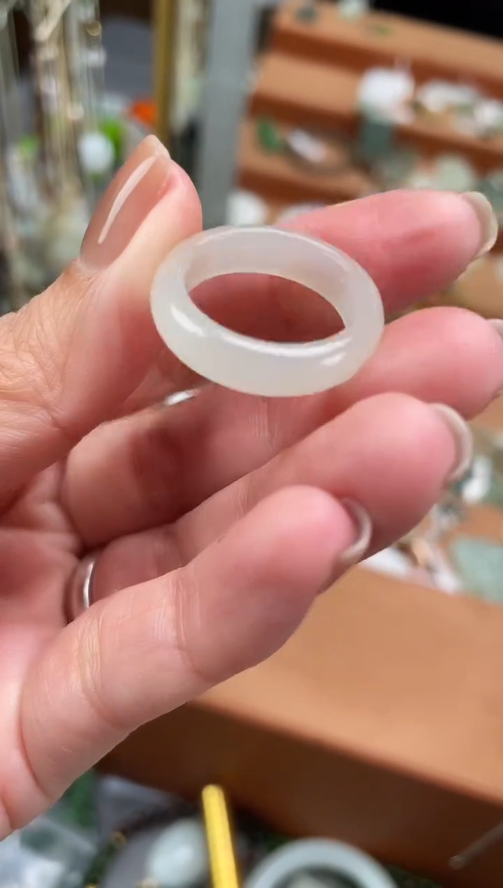 未镶嵌戒指和田玉全***冰和田玉青海料戒圈17.5mm