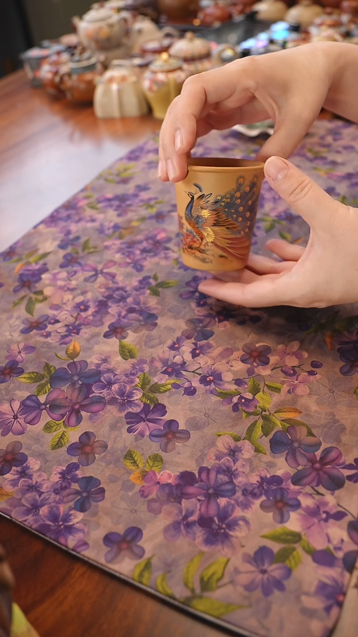 茶壶紫砂段泥孔雀杯